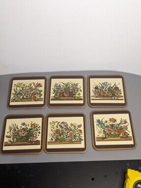 Vintage Pimpernel Floral Coasters Set of 6 Made in England Cork Collectors